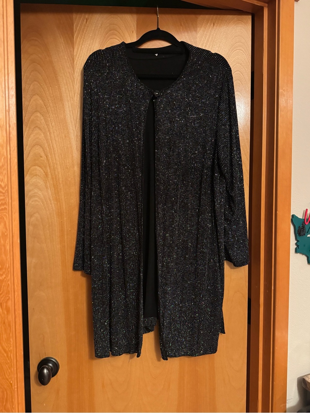 Source Unknown Black Sparkle Long Open Cardigan